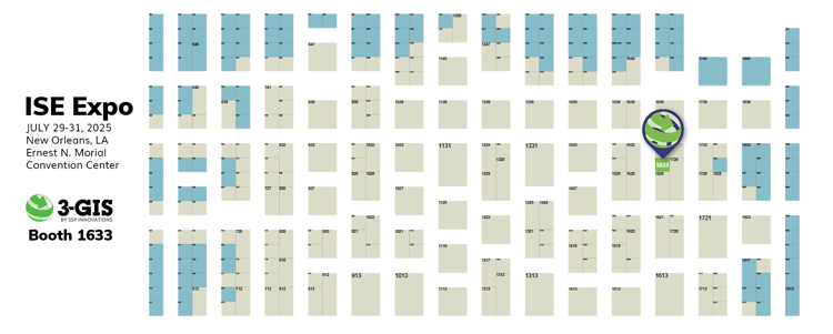 3-GIS at 2025 ISE Expo - floorplan for booth 1633